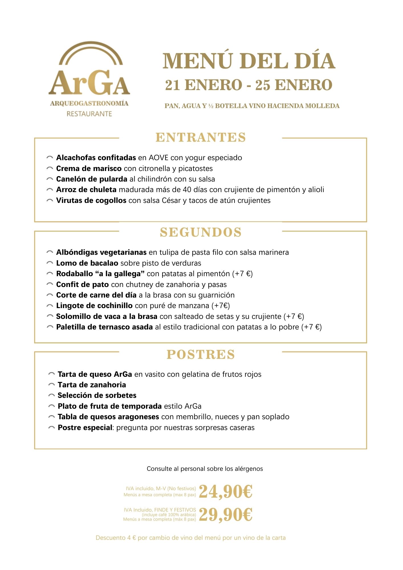 Menú del día centro Zaragoza restaurante ArGa